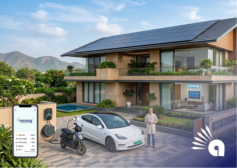 How Anany Urja Integrates Solar, EV Charging, and Home Automation for Smart Homes in Gujarat.